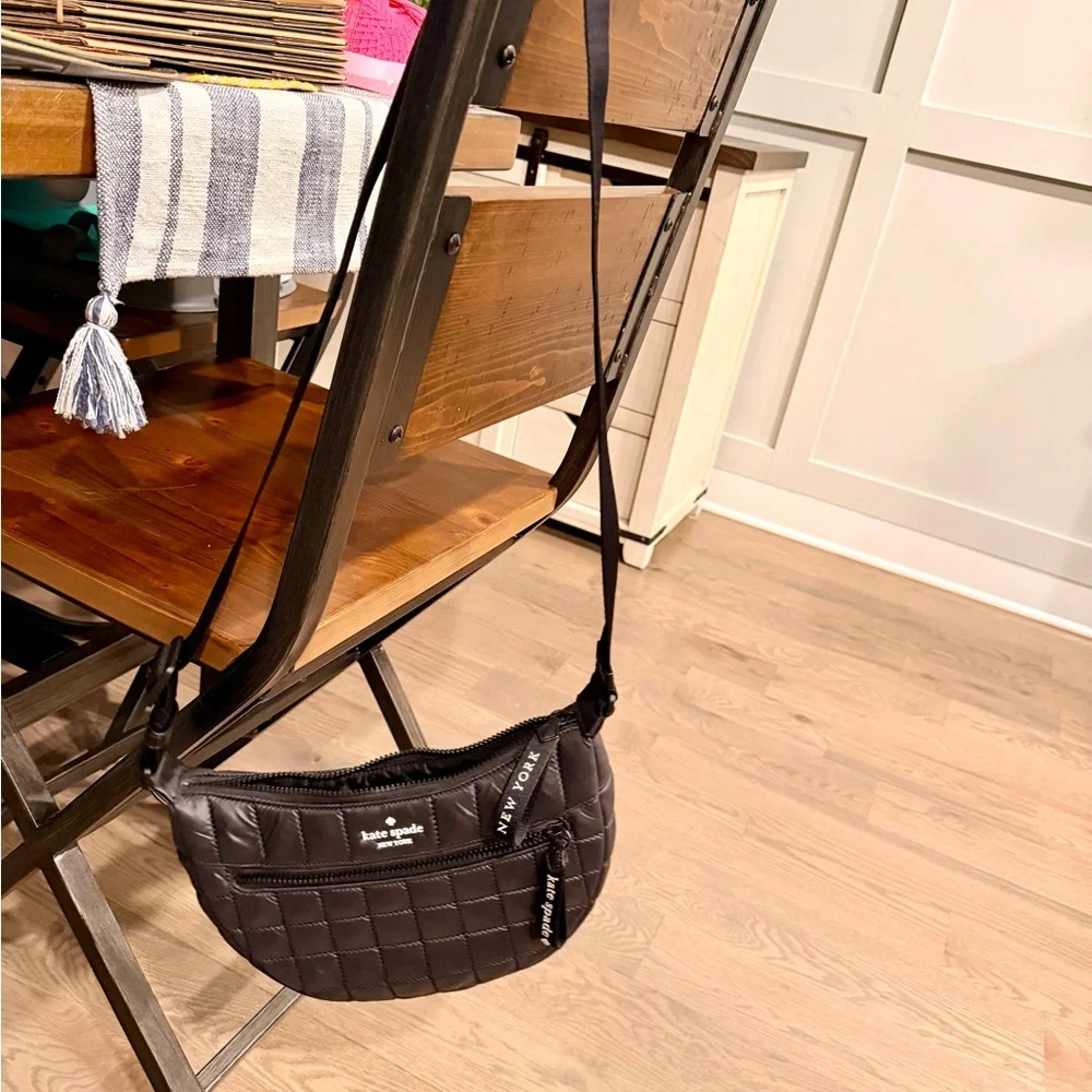 kate spade Black Quilted Crossbody Belt Bag with Zipper Detail - Picture 3 of 3